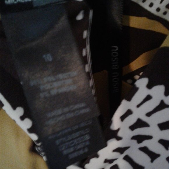 Bisou Bisou Size 10 Brown and Gold Yellow Dress - Picture 2 of 3